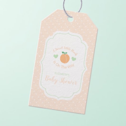 Sweet Peach Elegant Baby Shower ギフトタグ