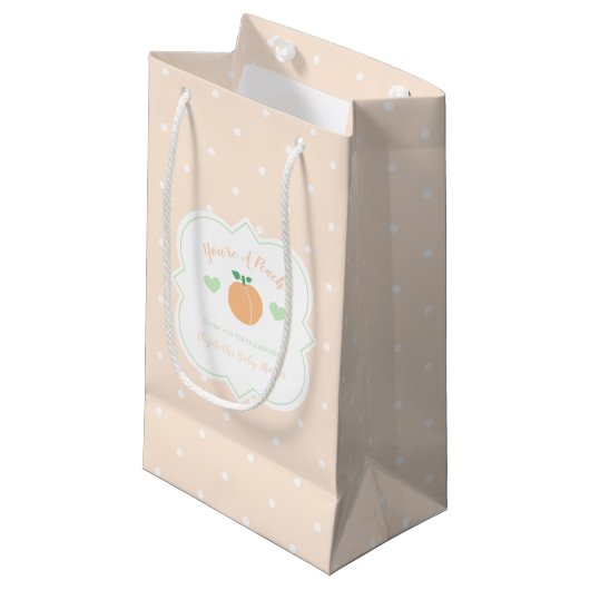 Sweet Peach Elegant Baby Shower スモールペーパーバッグ (正面アングル)