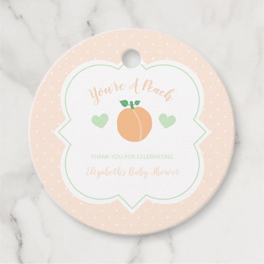 Sweet Peach Elegant Baby Shower フェイバータグ (正面)