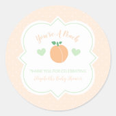 Sweet Peach Elegant Baby Shower ラウンドシール (正面)