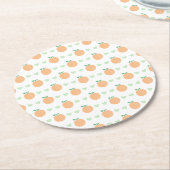Sweet Peach Elegant Baby Shower ラウンドペーパーコースター (アングル)