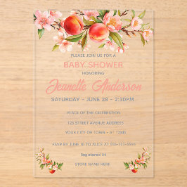 Sweet Peach Orchard Baby Shower アクリル招待状