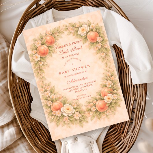 Sweet Peach Orchard Baby Shower 招待状