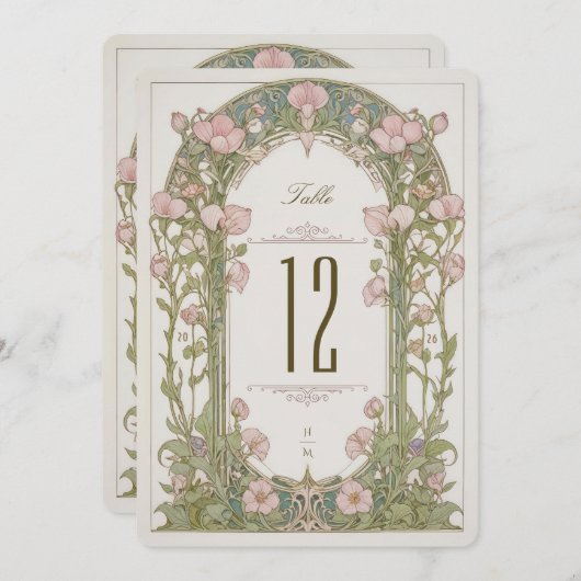 Sweet Peas Wedding Table Number Card 招待状 (正面/裏面)