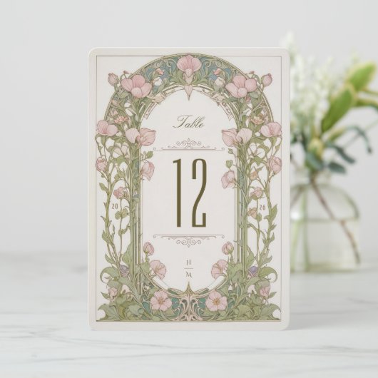 Sweet Peas Wedding Table Number Card 招待状 (スタンド正面)
