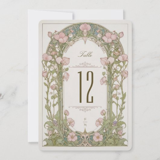Sweet Peas Wedding Table Number Card 招待状 (裏面)