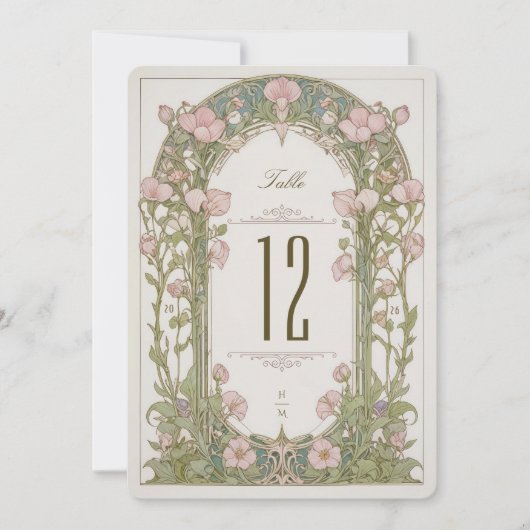 Sweet Peas Wedding Table Number Card 招待状 (正面)