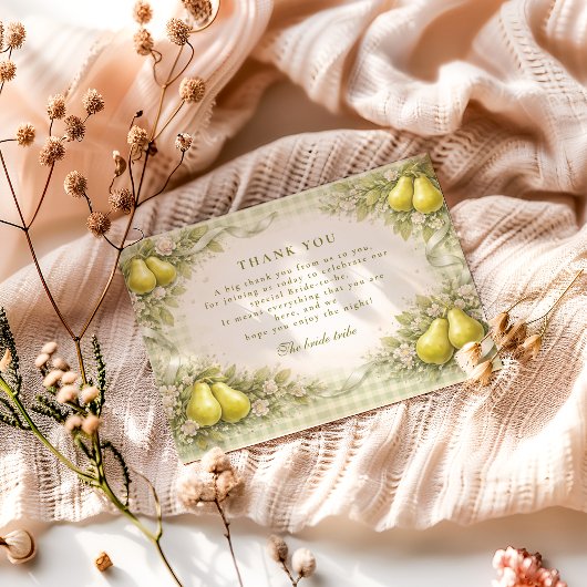 Sweet Perfect Pair Pear Bridal Shower サンキューカード