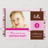 SWEET PHOTO BIRTHDAY INVITES :: grace 1L 招待状 (正面/裏面)