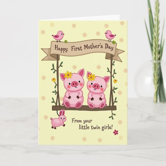Sweet Piglets Mothers Day Card カード (正面)