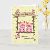 Sweet Piglets Mothers Day Card カード (黄色い花)