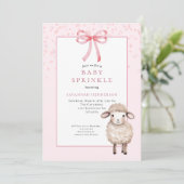 Sweet Pink Baby Sprinkle with Bow & Cute Lamb 招待状 (スタンド正面)
