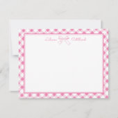 Sweet Pink Bow and Gingham Note Card ノートカード (正面)