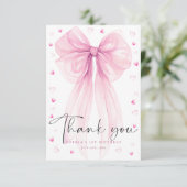 Sweet Pink Bow First Birthday Thank You Card サンキューカード (スタンド正面)