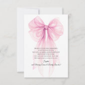 Sweet Pink Bow First Birthday Thank You Card サンキューカード (裏面)