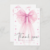 Sweet Pink Bow First Birthday Thank You Card サンキューカード (正面/裏面)