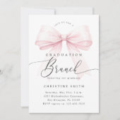 Sweet Pink Bow Graduation Brunch Invitation 案内状 (正面)
