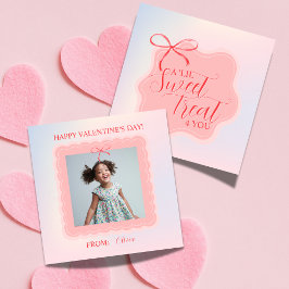 Sweet Pink Bow Valentine's Classroom Photo Card ノートカード