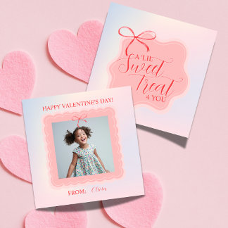 Sweet Pink Bow Valentine's Classroom Photo Card ノートカード