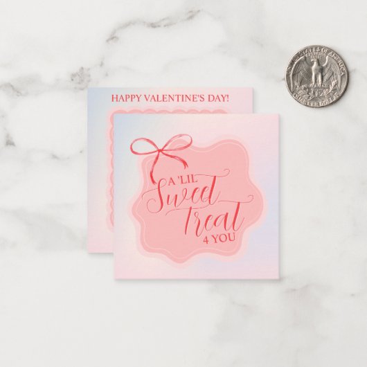 Sweet Pink Bow Valentine's Classroom Photo Card ノートカード (正面/裏面インサイチュ)