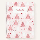 Sweet Pink Christmas Tree Spiral Notebook ノートブック (正面)