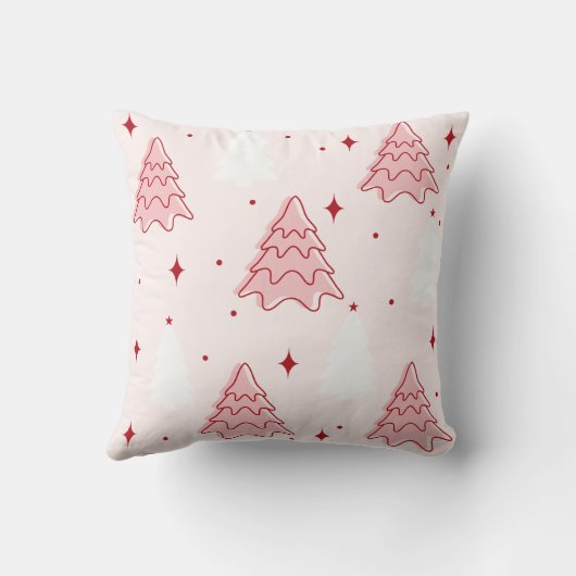 Sweet Pink Christmas Tree Throw Pillow クッション (裏面)