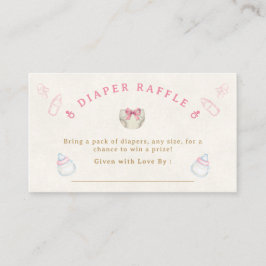 Sweet Pink Coquette Diaper Raffle Baby Shower エンクロージャーカード