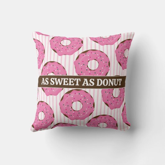 Sweet Pink Donut Throw Pillow クッション (裏面)