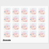 Sweet Pink Elegant Unicorn Rainbow Square Sticker スクエアシール (シート)