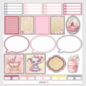 Sweet Pink Elephant 5 Planner Stickers シール (シート)
