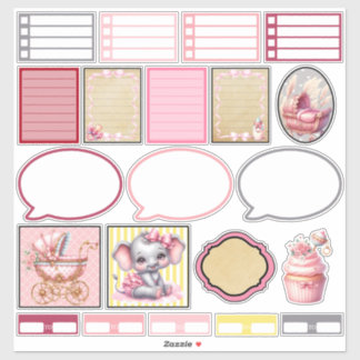 Sweet Pink Elephant 5 Planner Stickers シール