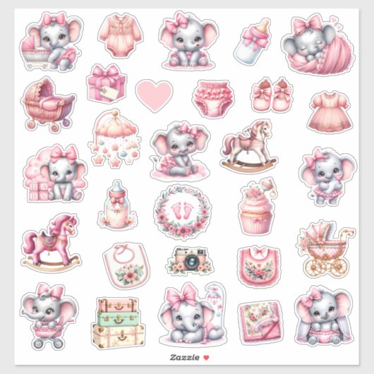 Sweet Pink Elephant - Peanut Smiles シール (シート)