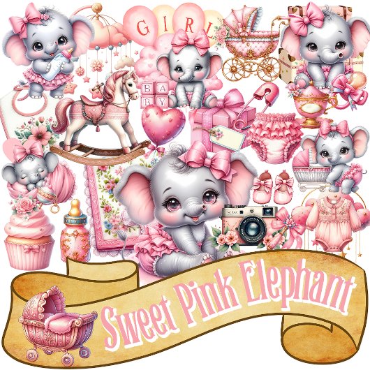 Sweet Pink Elephant - Peanut Smiles シール