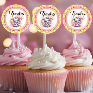 Sweet Pink Elephant - Peanut Smiles ラウンドシール