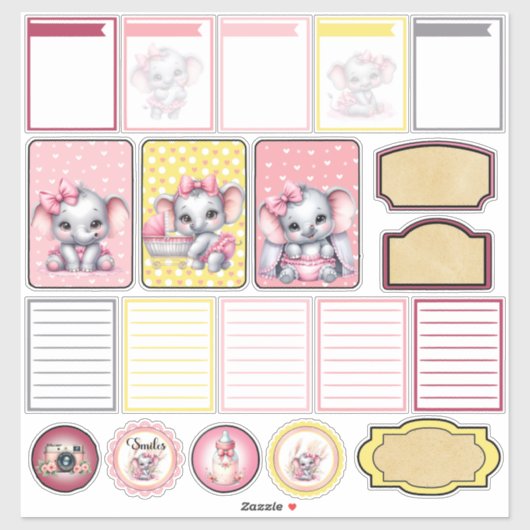 Sweet Pink Elephant - Peanut Smiles 2  シール (シート)