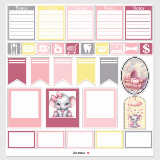 Sweet Pink Elephant - Peanut Smiles 4  シール (シート)