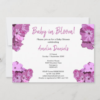 Sweet Pink Floral Baby Shower Invitation 招待状