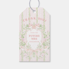Sweet Pink Floral Bridal Shower Crest ギフトタグ