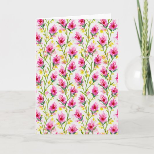 Sweet Pink Floral Pattern Greeting カード (正面)