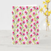 Sweet Pink Floral Pattern Greeting カード (黄色い花)