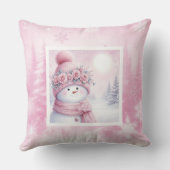 Sweet Pink Forest Pinkmas Snowman Kids Cushion クッション (裏面)
