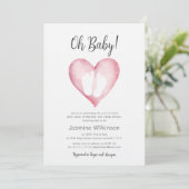 Sweet Pink Heart Baby Shower Announcement 招待状 (スタンド正面)