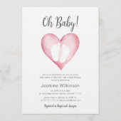 Sweet Pink Heart Baby Shower Announcement 招待状 (正面)