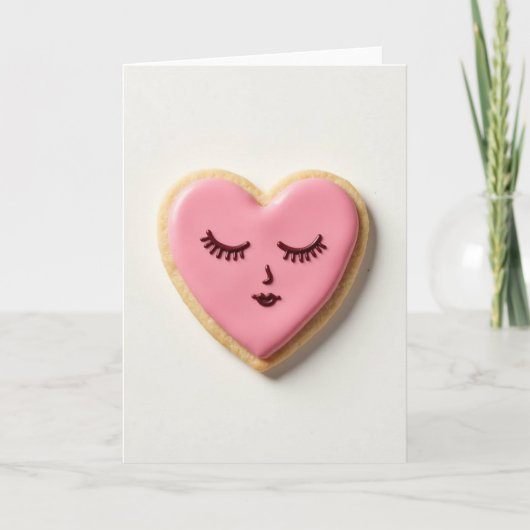 Sweet Pink Heart Cookie Card カード (正面)