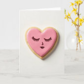 Sweet Pink Heart Cookie Card カード (黄色い花)