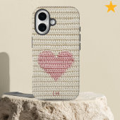 Sweet Pink Heart Crochet Yarn Custom Initials Case-Mate iPhoneケース