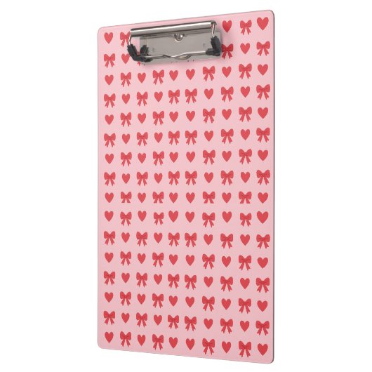 Sweet Pink Hearts & Bows Pattern クリップボード (左)