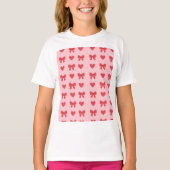 Sweet Pink Hearts & Bows Pattern Tシャツ (正面)
