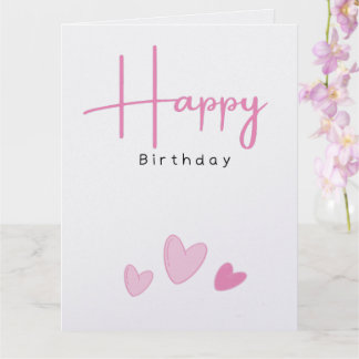 Sweet Pink Hearts Happy Birthday 折りたたみカード カード