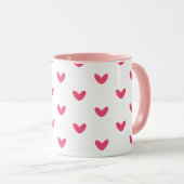 Sweet Pink Hearts Pattern Modern Coffee Mug マグカップ (正面右)